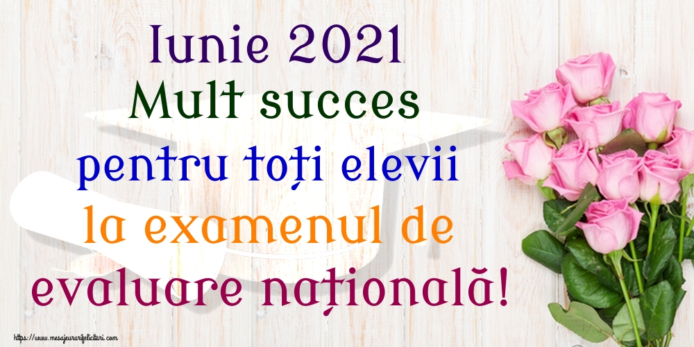 Felicitari de Evaluarea Națională - Iunie 2021 Mult succes pentru toți elevii la examenul de evaluare națională!