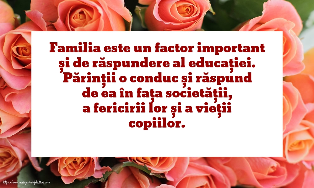Familie Familia este un factor important și de răspundere al educației