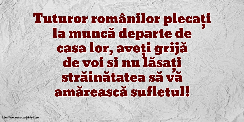 Familie Tuturor românilor plecați la muncă