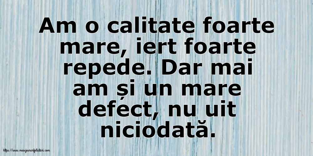 Am o calitate foarte mare... Dar mai am și un mare defect