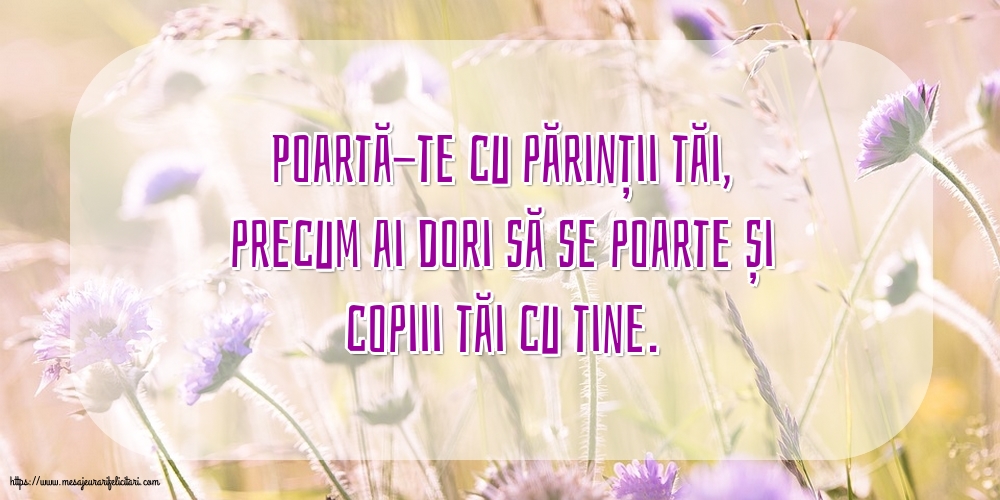 Familie Poartă-te cu părinții tăi, precum ai dori să se poarte și copiii tăi cu tine.