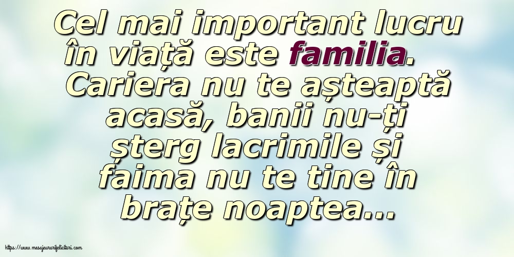 Familie Cel mal important lucru în viață este familia