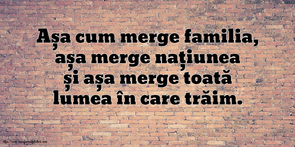 Familie Așa cum merge familia, așa merge națiunea