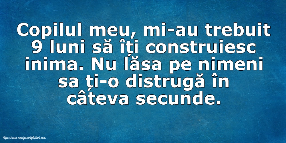 Familie Copilul meu, mi-au trebuit 9 luni să îți construiesc inima.