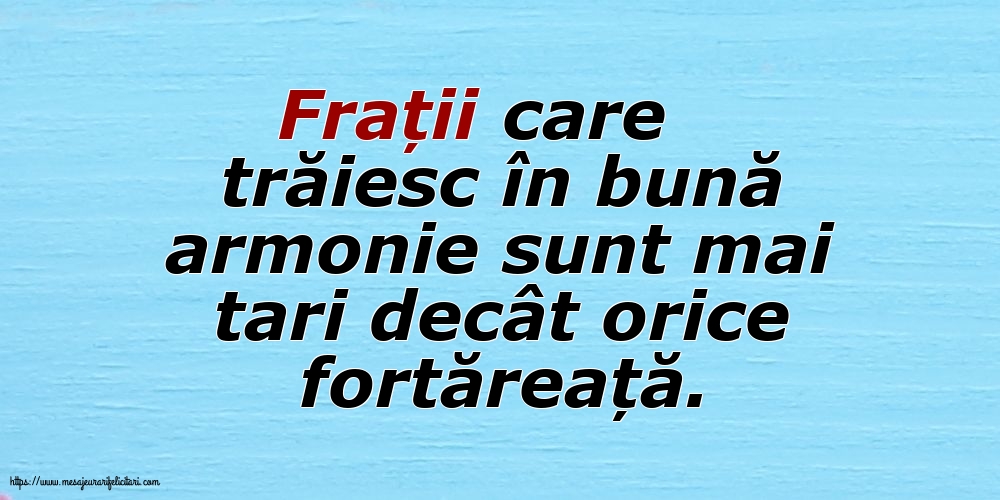 Familie Frații care trăiesc în bună armonie sunt mai tari decât orice fortăreață