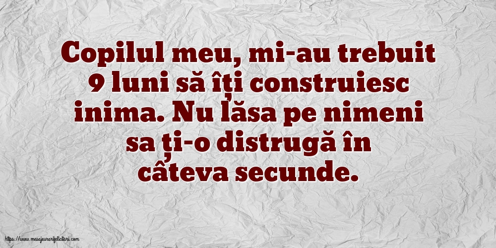 Familie Copilul meu, mi-au trebuit 9 luni să îți construiesc inima.