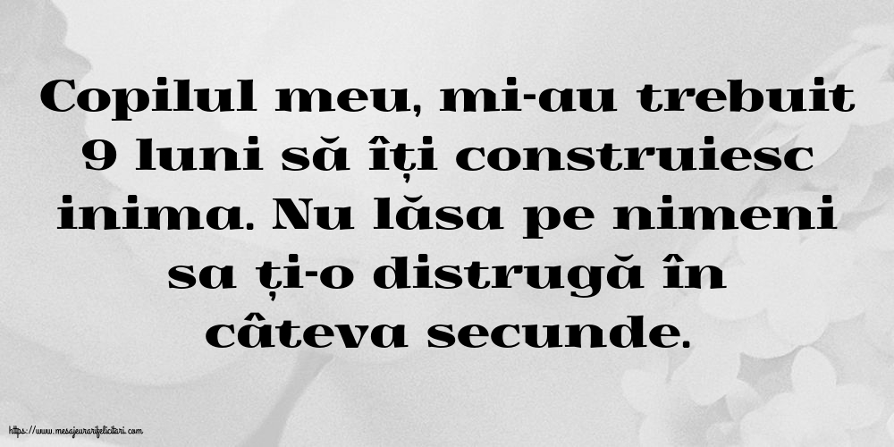 Familie Copilul meu, mi-au trebuit 9 luni să îți construiesc inima.