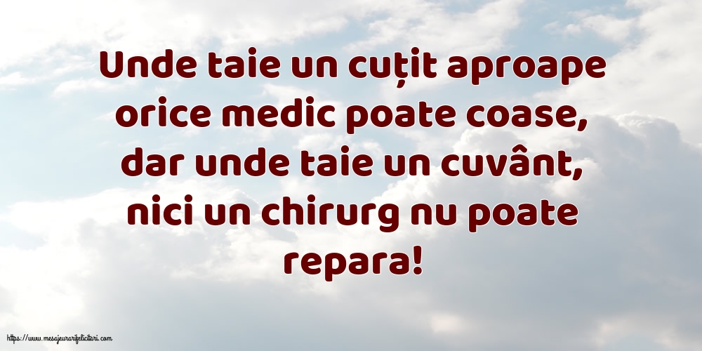 Familie Unde taie un cuțit aproape orice medic poate coase