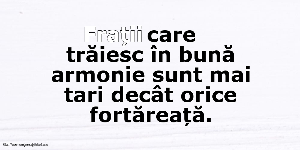 Familie Frații care trăiesc în bună armonie sunt mai tari decât orice fortăreață