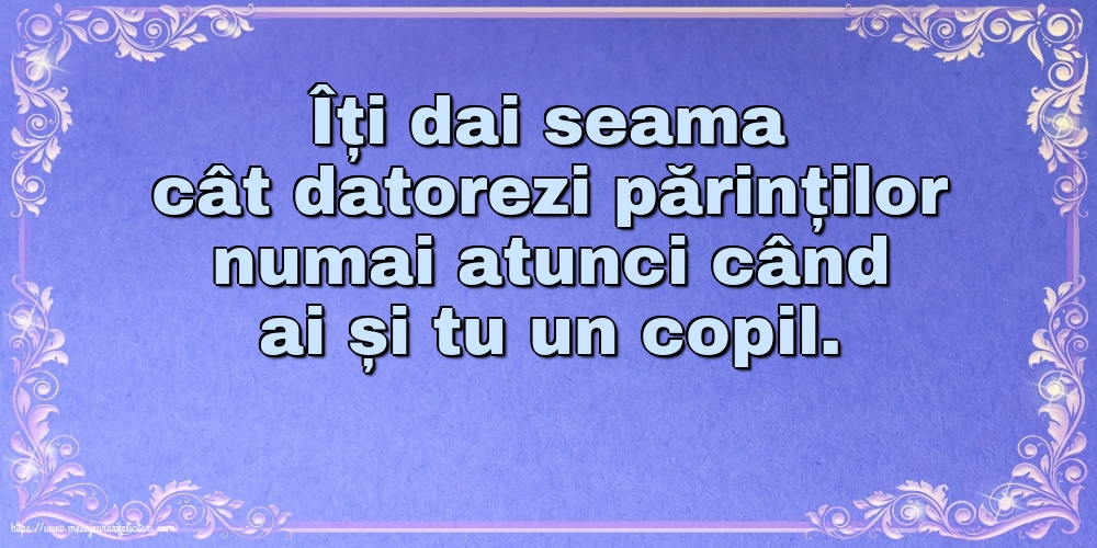 Familie Îți dai seama cât datorezi părinților numai atunci când ai și tu un copil.