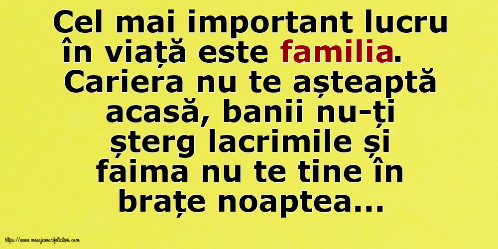 Familie Cel mal important lucru în viață este familia