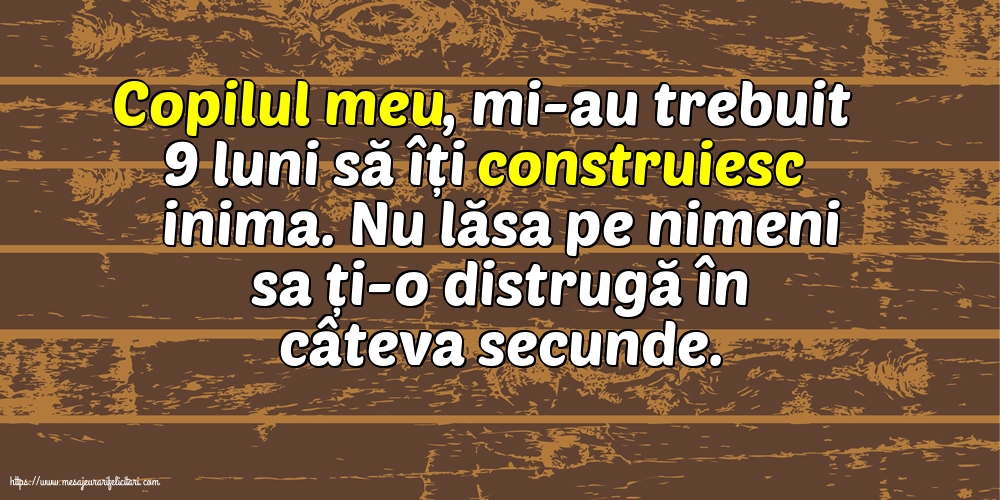 Familie Copilul meu, mi-au trebuit 9 luni să îți construiesc inima.
