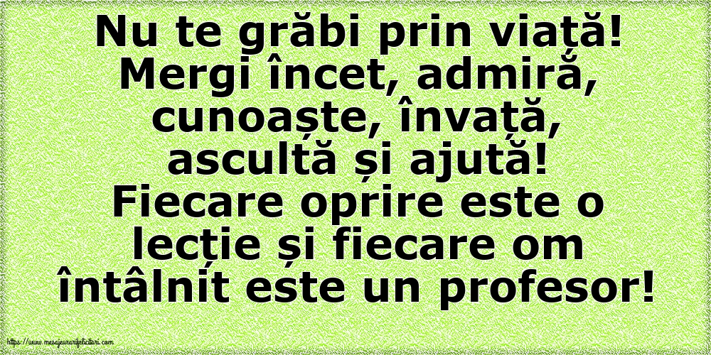 Nu te grăbi prin viață!