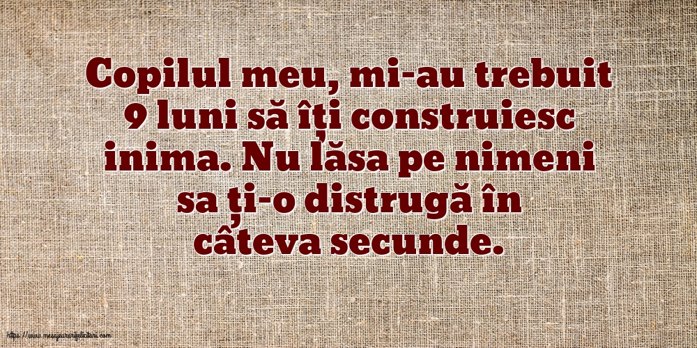 Familie Copilul meu, mi-au trebuit 9 luni să îți construiesc inima.