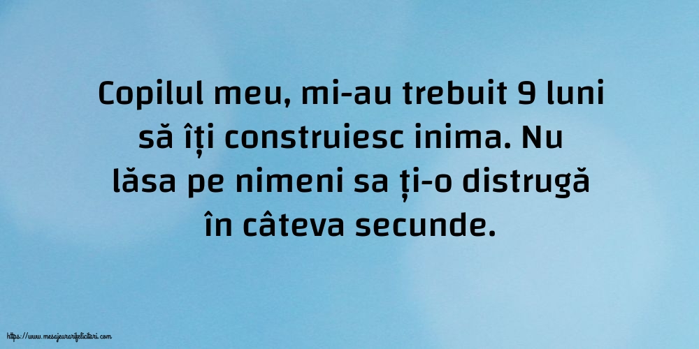 Familie Copilul meu, mi-au trebuit 9 luni să îți construiesc inima.
