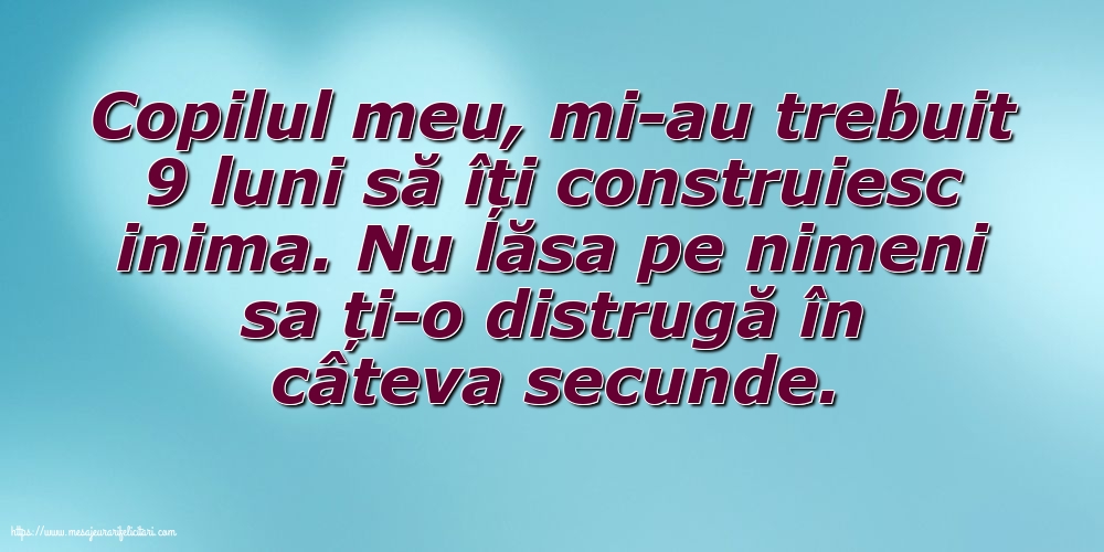 Familie Copilul meu, mi-au trebuit 9 luni să îți construiesc inima.