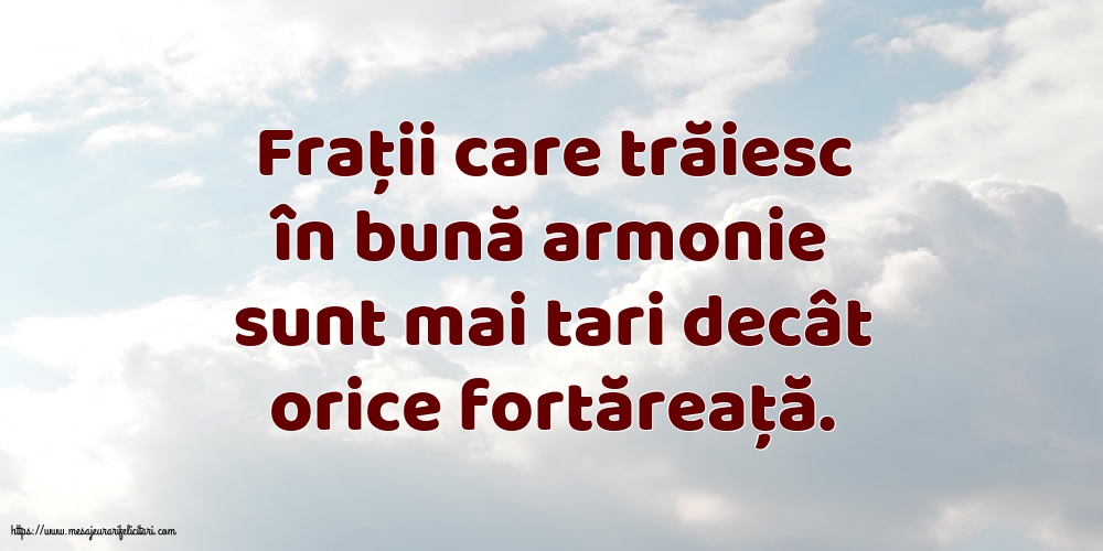 Familie Frații care trăiesc în bună armonie sunt mai tari decât orice fortăreață