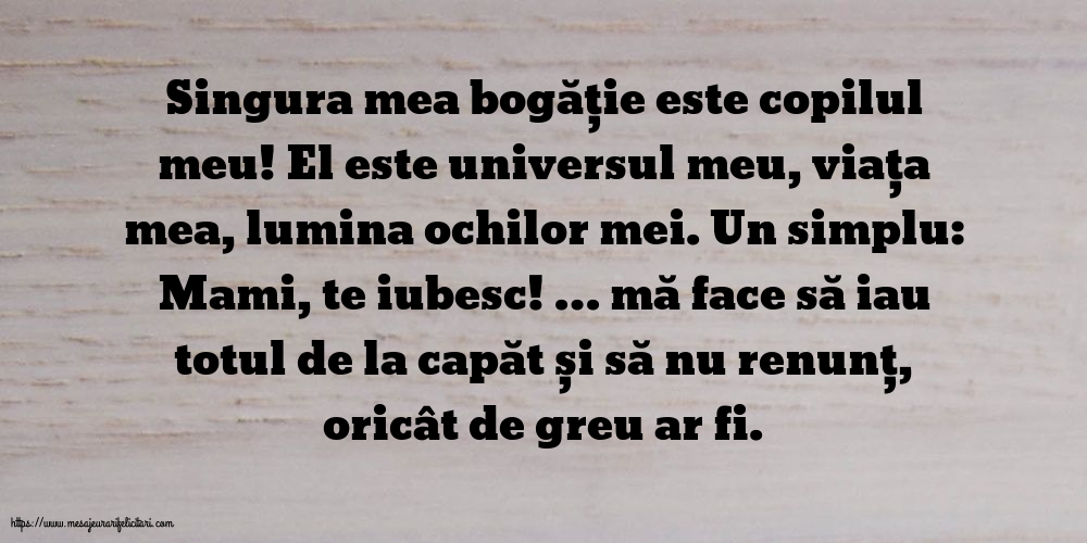 Familie Singura mea bogăție este copilul meu!