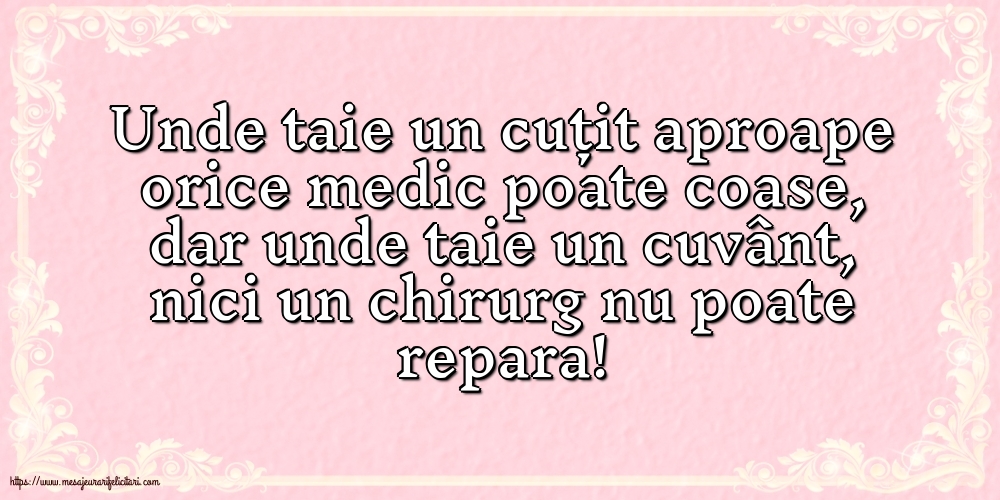 Familie Unde taie un cuțit aproape orice medic poate coase