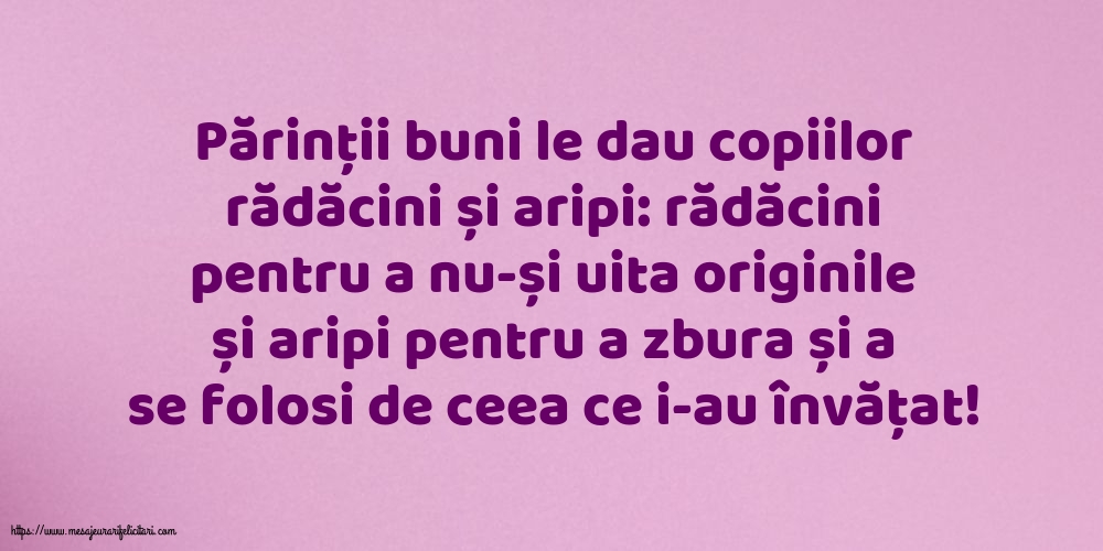Familie Părinții buni le dau copiilor rădăcini și aripi