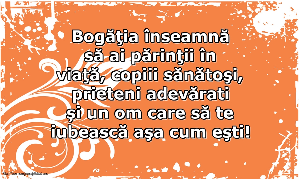 Familie Bogăţia înseamnă să