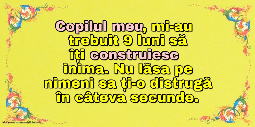 Familie Copilul meu, mi-au trebuit 9 luni să îți construiesc inima.