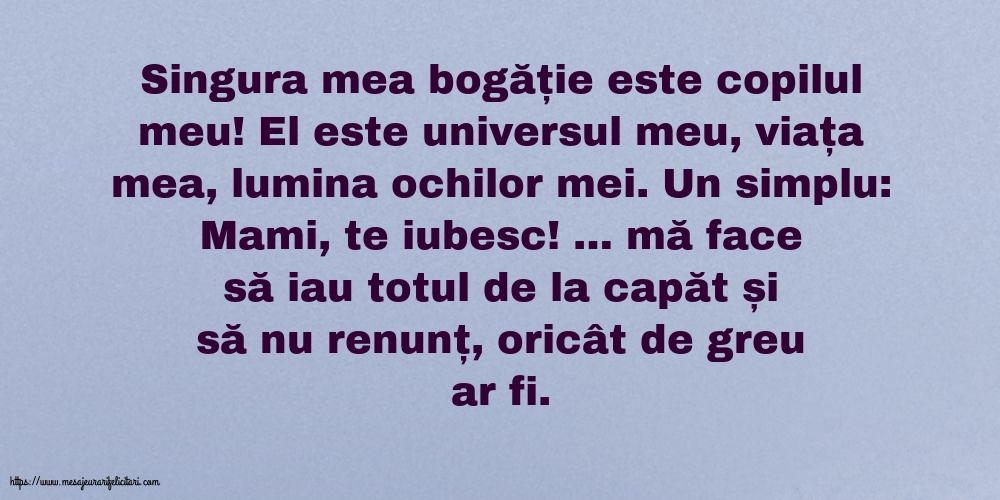 Familie Singura mea bogăție este copilul meu!