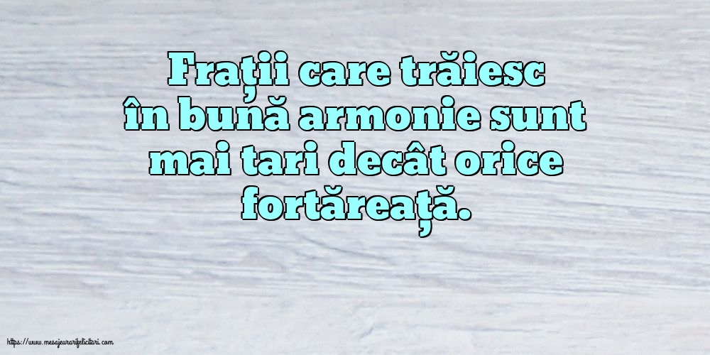 Familie Frații care trăiesc în bună armonie sunt mai tari decât orice fortăreață