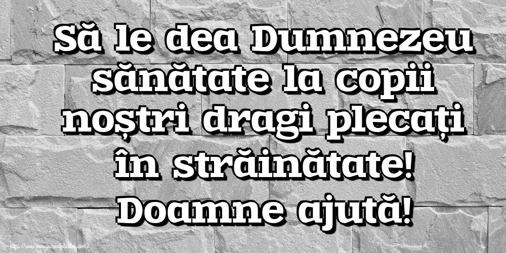 Să le dea Dumnezeu sănătate la copii noștri dragi plecați în străinătate! Doamne ajută!