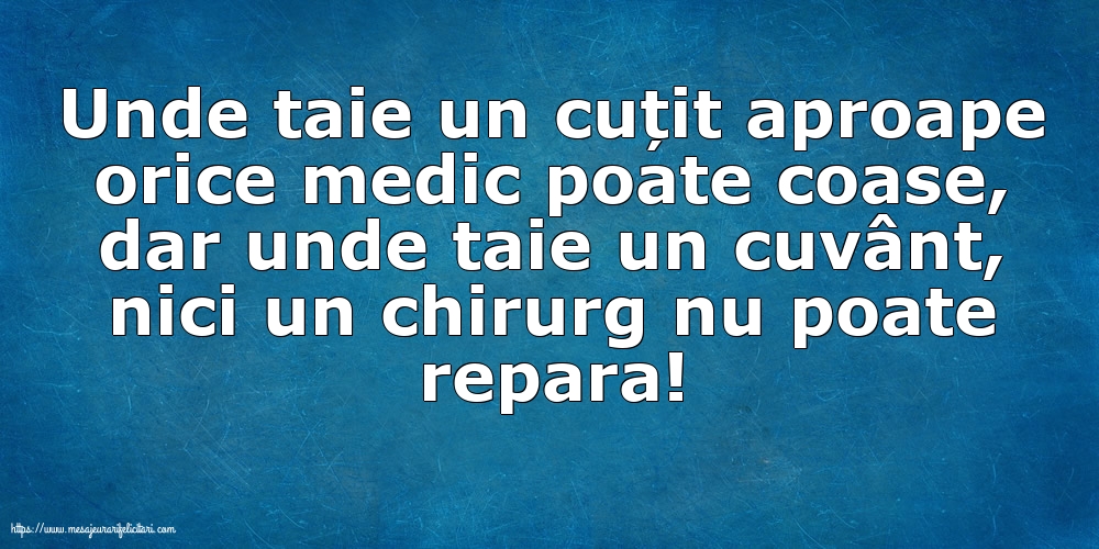 Familie Unde taie un cuțit aproape orice medic poate coase