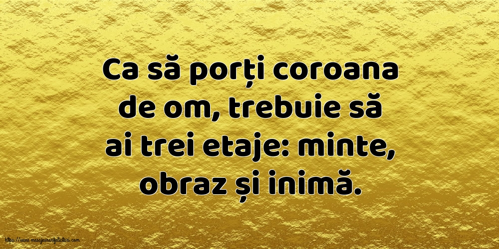 Familie Ca să porți coroana de om, trebuie să ai trei etaje: minte, obraz și inimă.