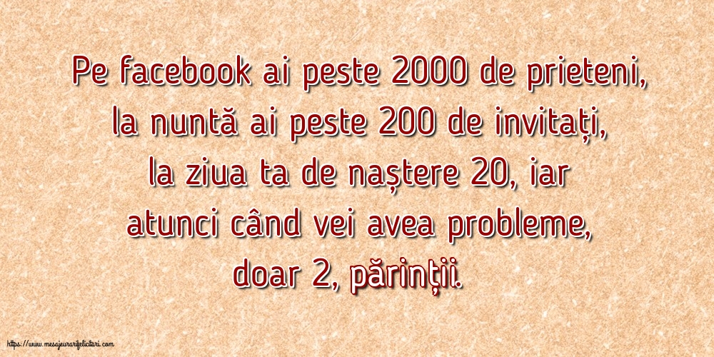Familie Pe facebook ai peste 2000 de prieteni, la nuntă ai peste 200 de invitați...