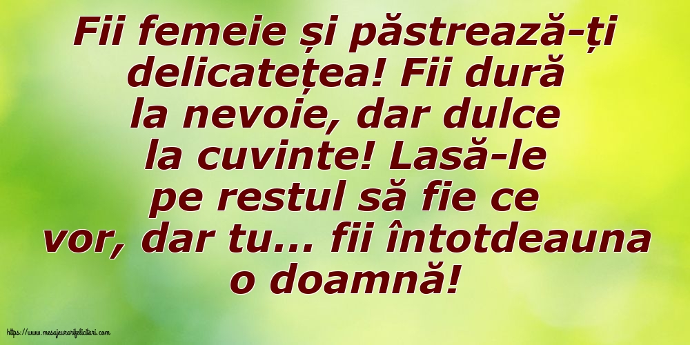 Familie Fii femeie și păstrează-ți delicatețea!