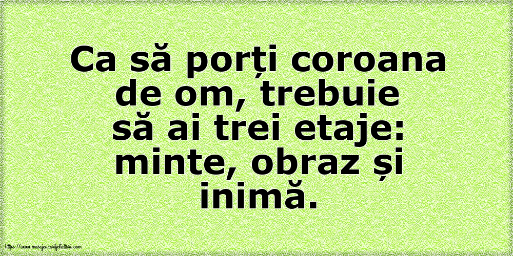 Familie Ca să porți coroana de om, trebuie să ai trei etaje: minte, obraz și inimă.
