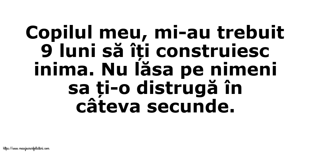 Familie Copilul meu, mi-au trebuit 9 luni să îți construiesc inima.