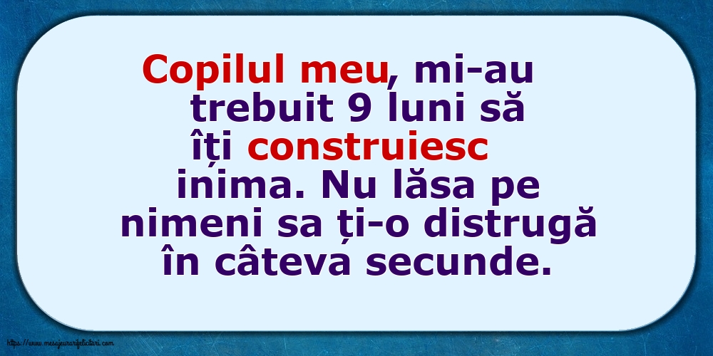 Familie Copilul meu, mi-au trebuit 9 luni să îți construiesc inima.