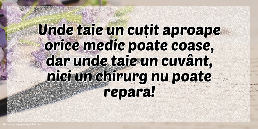 Familie Unde taie un cuțit aproape orice medic poate coase