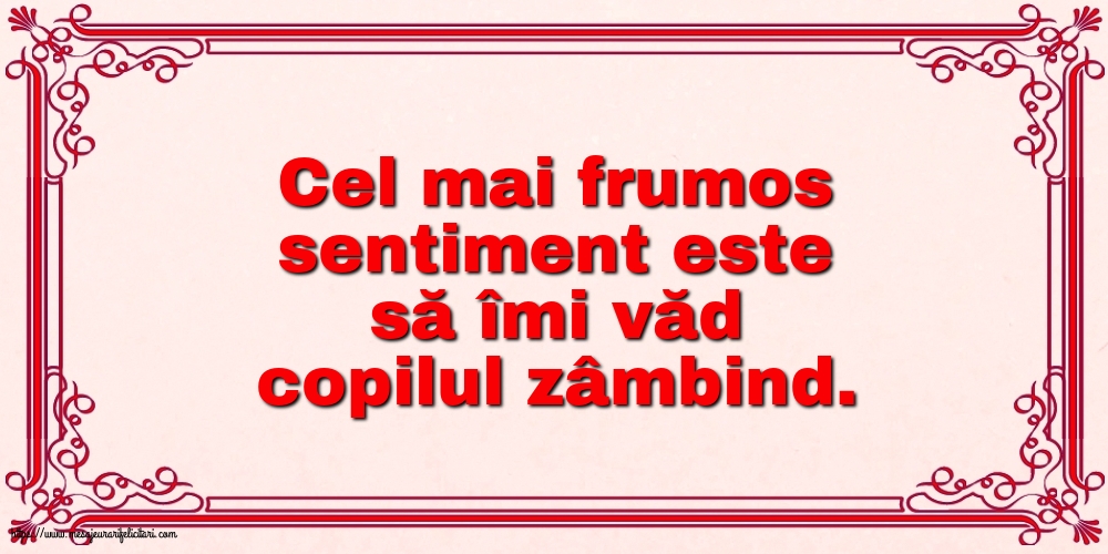 Familie Cel mai frumos sentiment este să îmi văd copilul zâmbind.