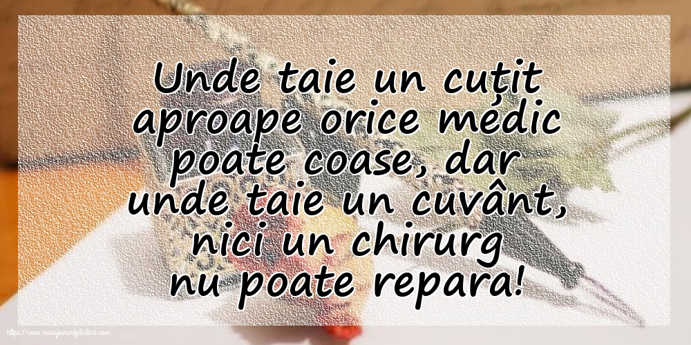 Familie Unde taie un cuțit aproape orice medic poate coase