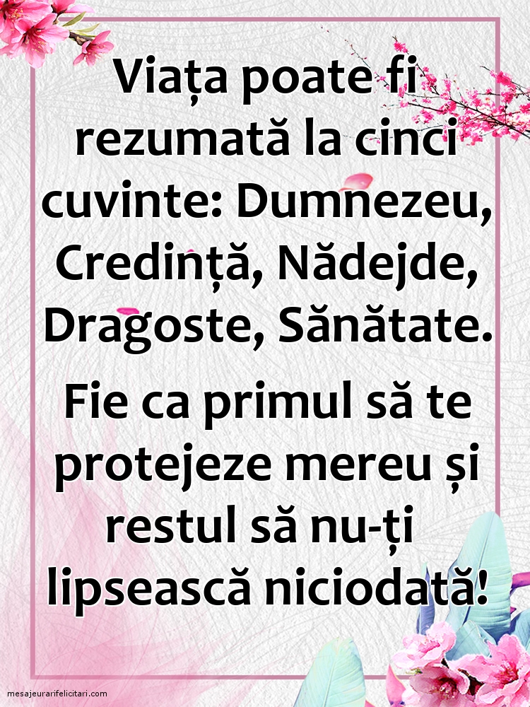Viaţa poate fi rezumată la cinci cuvinte