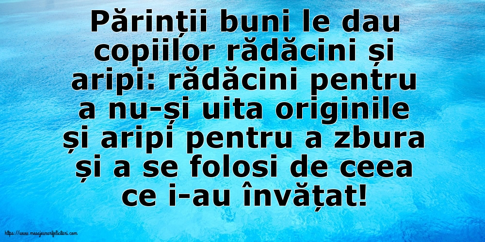 Familie Părinții buni le dau copiilor rădăcini și aripi