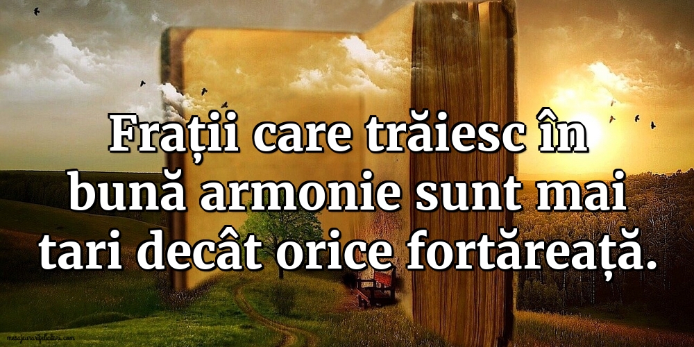 Frații care trăiesc în bună armonie sunt mai tari decât orice fortăreață