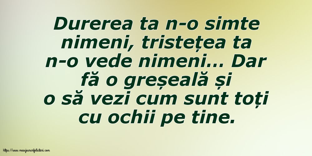 Durerea ta n-o simte nimeni, tristețea ta n-o vede nimeni…