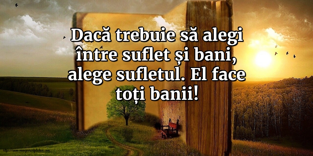 Dacă trebuie să alegi între suflet și bani