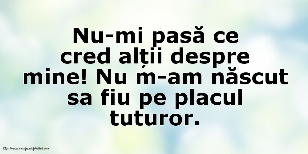 Nu-mi pasă ce cred alții despre mine!