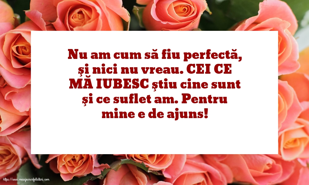 Nu am cum să fiu perfectă