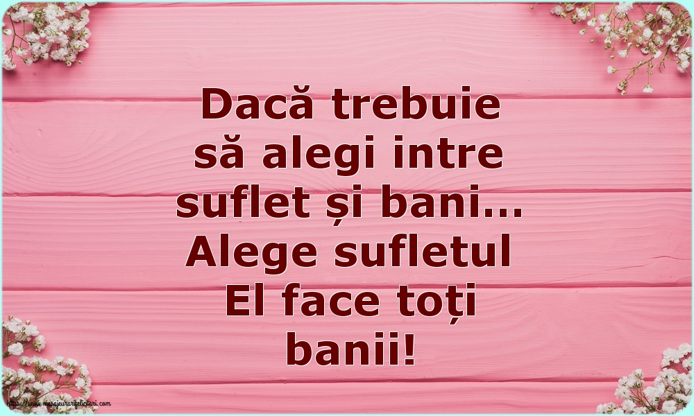 Alege sufletul El face toți banii!