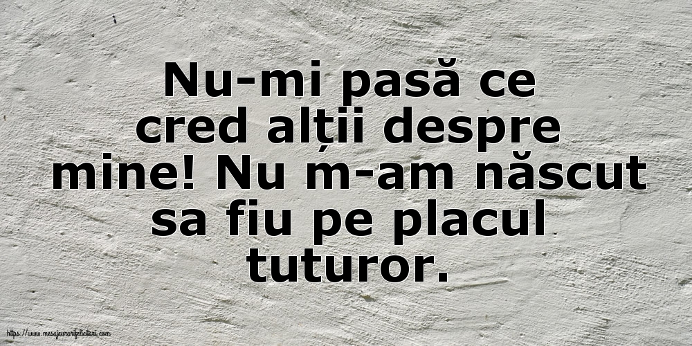 Nu-mi pasă ce cred alții despre mine!