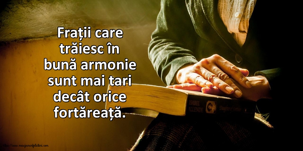 Frații care trăiesc în bună armonie sunt mai tari decât orice fortăreață