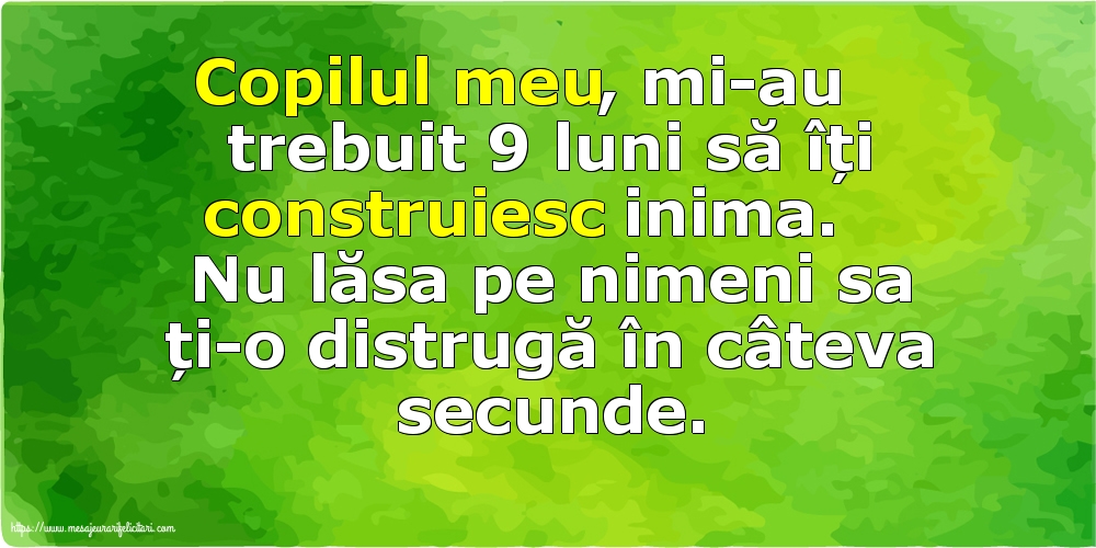 Copilul meu, mi-au trebuit 9 luni să îți construiesc inima.